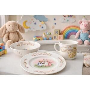Royal Albert England 1986 Bone China Beatrix Potter Children’s Dish Set 3 Pieces